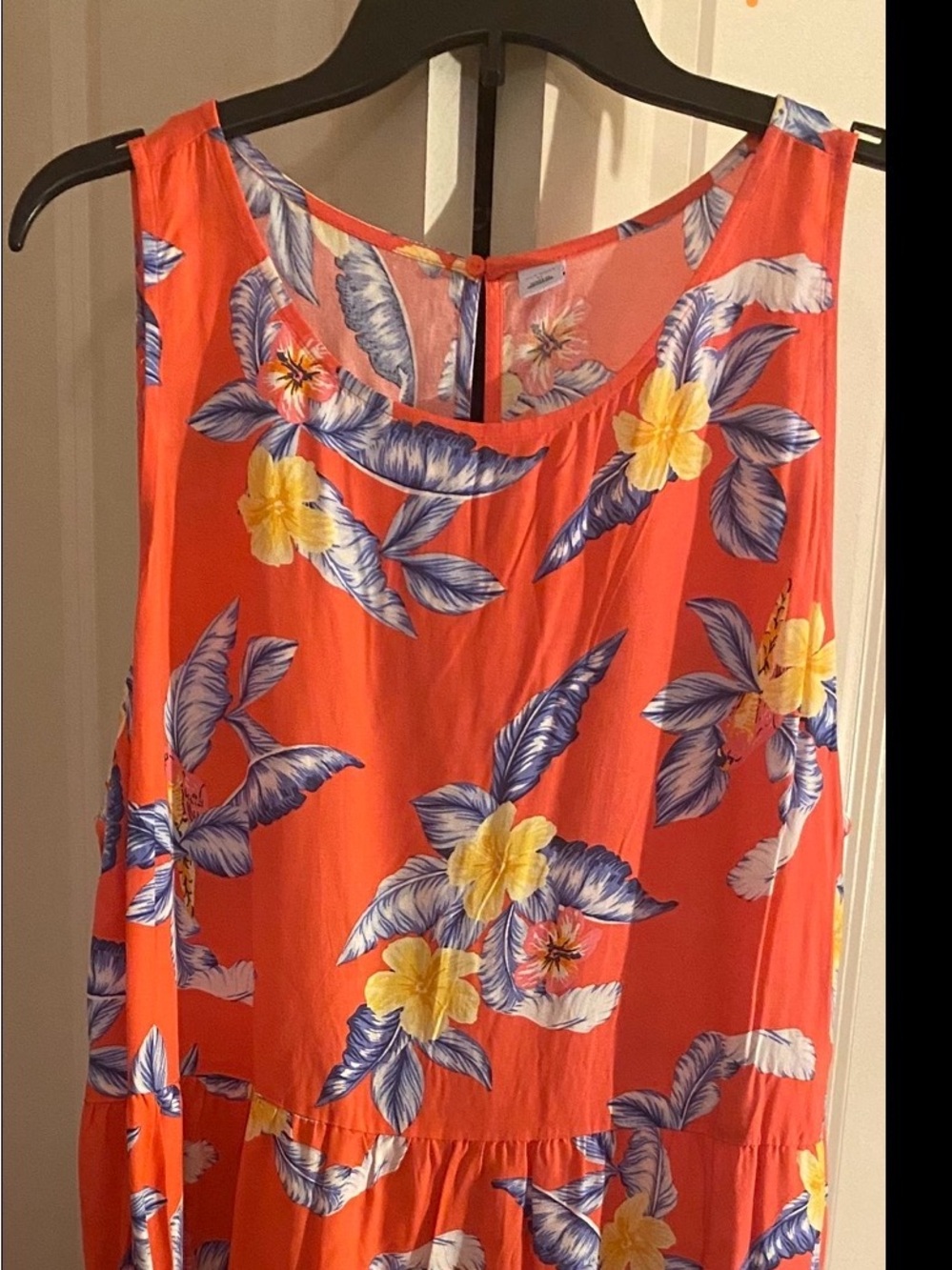 Coral Tropical Floral Sleeveless Tank Dress